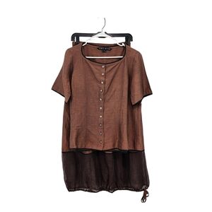 Amy Rigg Women's Vintage Linen-Viscose Peasant Blouse and Skirt Set - M